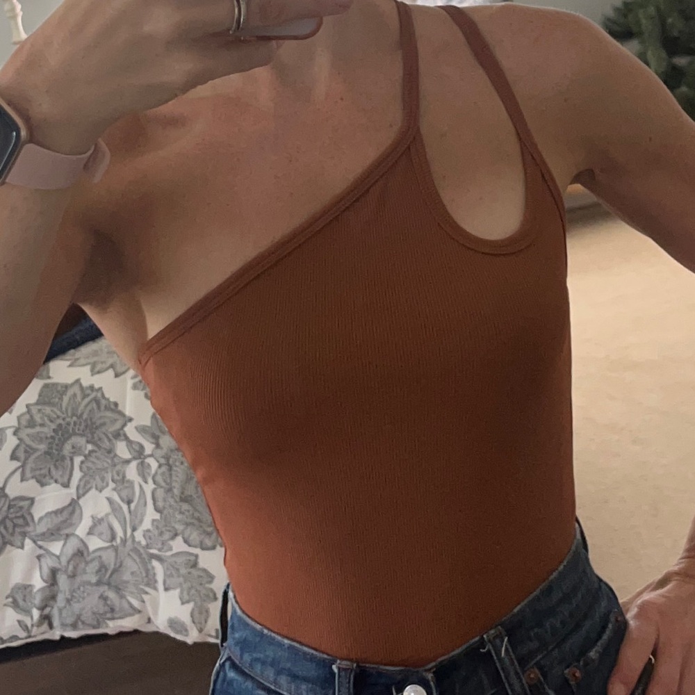 Abercrombie Ribbed Asymmetrical Bodysuit size medium